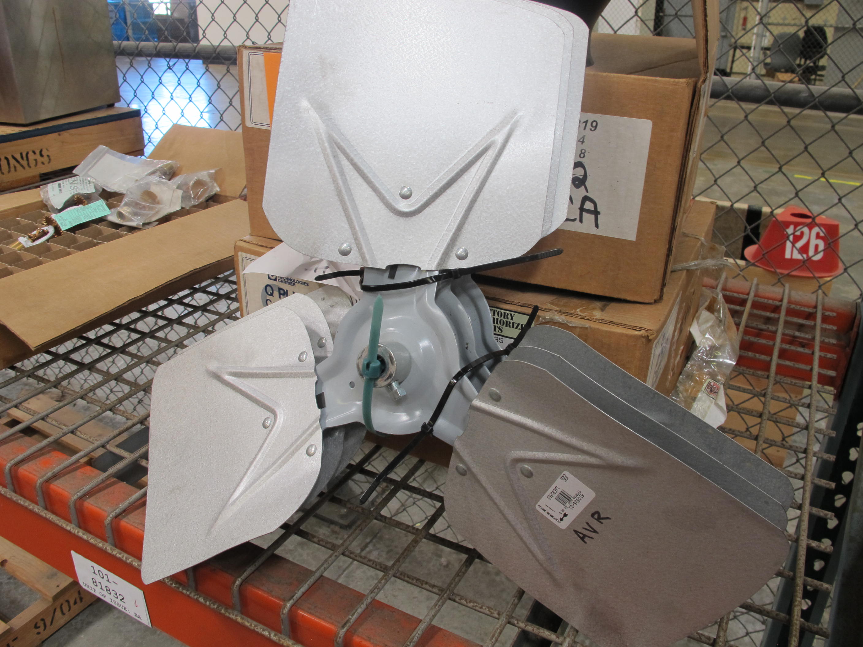 LOT TO INCLUDE: (3) FAN BLADES, (2) INLET CONES. LOADING & HANDLING FEE $15-4205